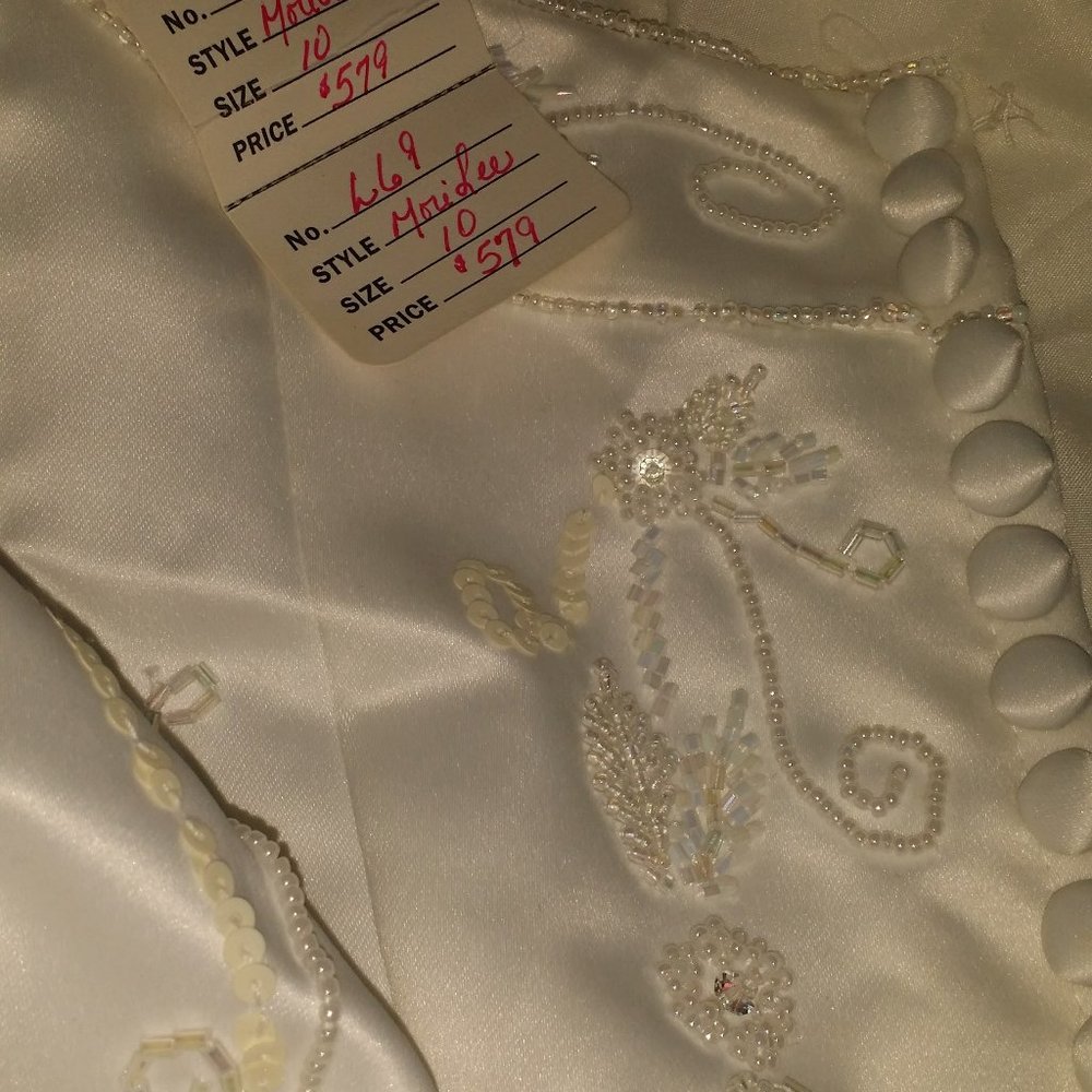 Vintage Style Mori Lee Beaded Satin Gown in Soft White - Picture 12 of 12
